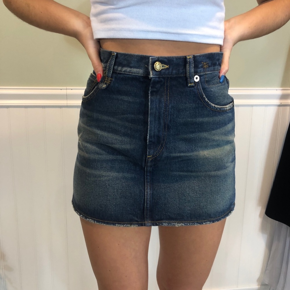 R13 For Barney's Ny High Rise Denim Mini Skirl In Indigo